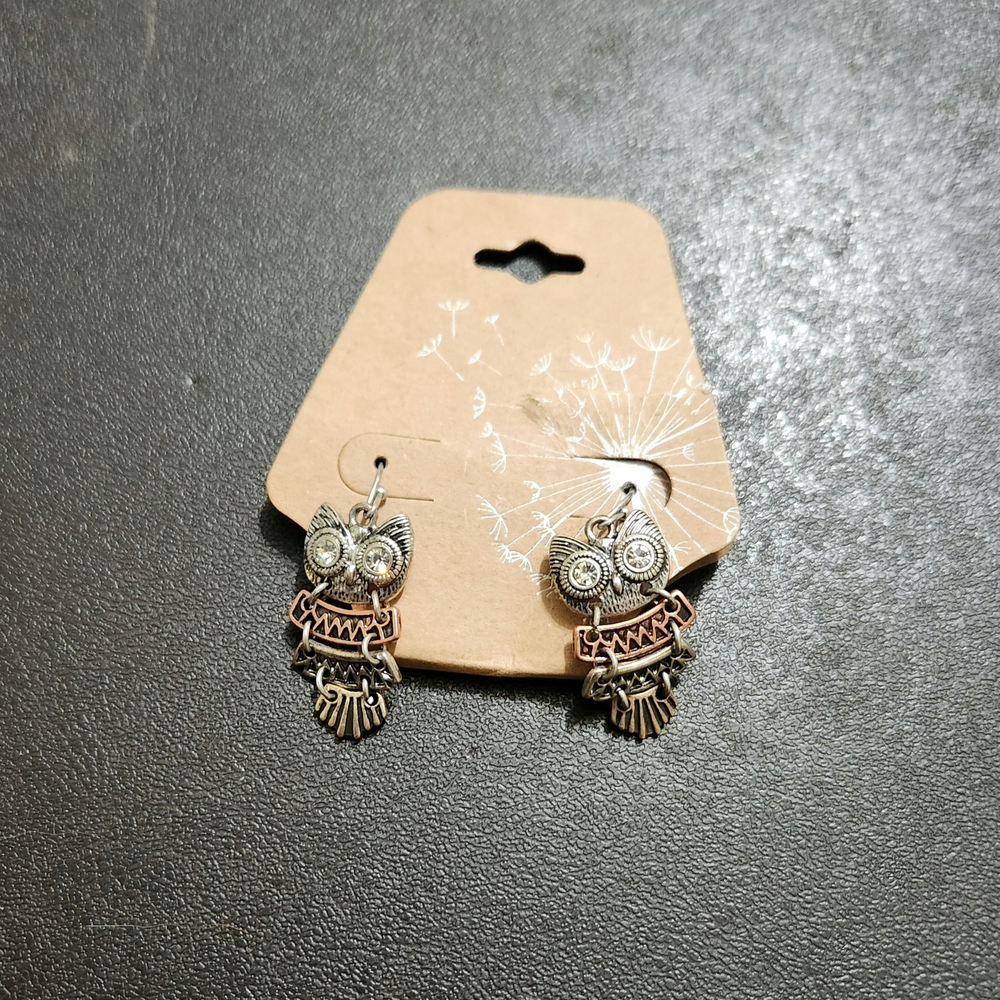 Silver and Gold Owl Earrings